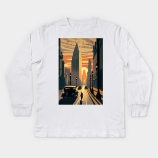 1930s Chicago Sunset Kids Long Sleeve T-Shirt